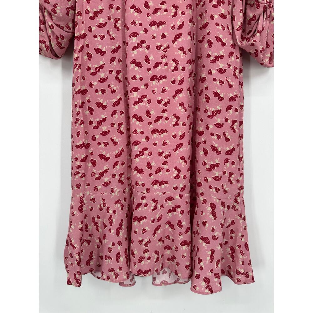 STAUD Lara Mushroom Print Midi Dress Scoop Neck Balloon Sleeve Ruffle Novelty - Picture 9 of 14